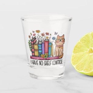Cute Floral Books and Cat Shot Glass