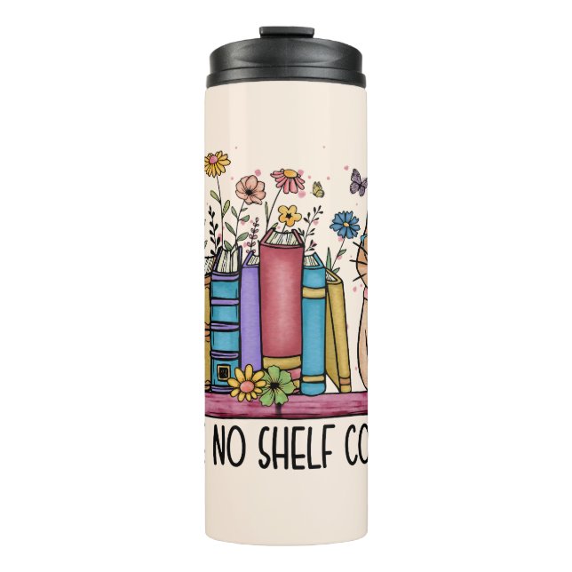 Cute Floral Books and Cat Thermal Tumbler (Front)