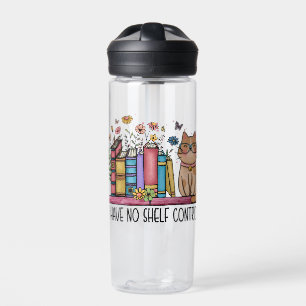 Cute Floral Books and Cat Water Bottle