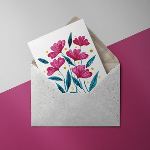 Cute floral bouquet - magenta and teal card