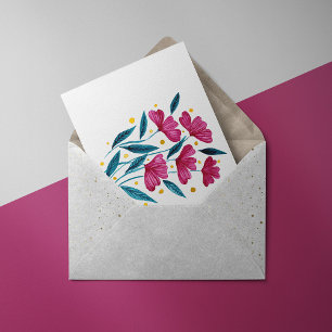 Cute floral bouquet - magenta and teal postcard