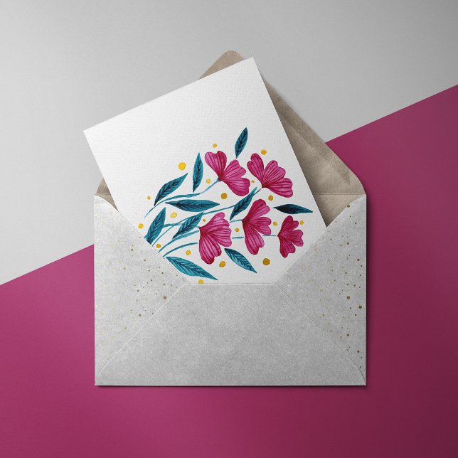 Cute floral bouquet - magenta and teal postcard (Creator Uploaded)