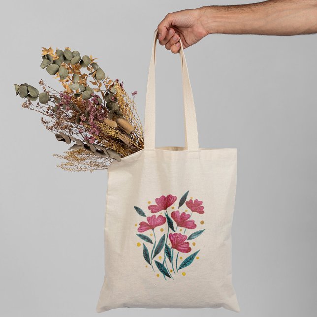Cute floral bouquet - magenta and teal tote bag (Creator Uploaded)