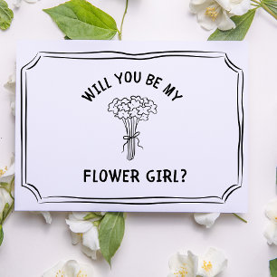 Cute Floral Bow Bouquet Flower Girl Proposal Card