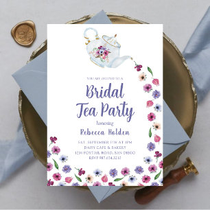 Cute Floral Bridal Tea Brunch Party Invitation 