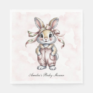 Cute Floral Bunny Girl Baby Shower  Napkin