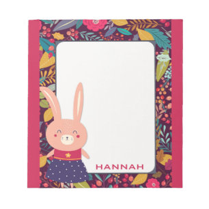 Cute Floral Bunny Rabbit Notepad