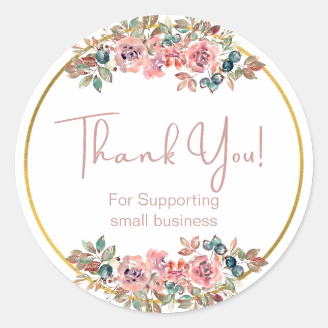 Cute Floral Business Classic Round Sticker (Front)