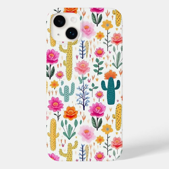 Cute Floral Cactus Pattern Case-Mate iPhone Case (Back)