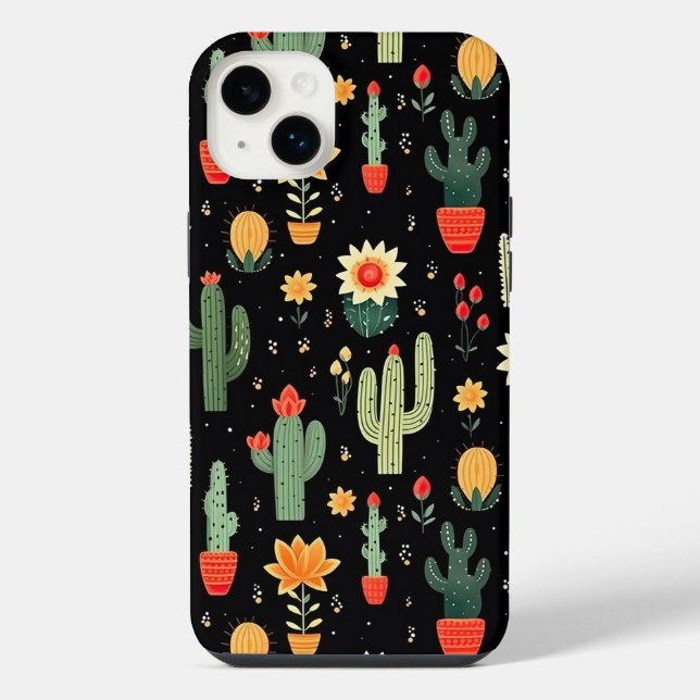 Cute Floral Cactus Pattern iPhone Case (Back)