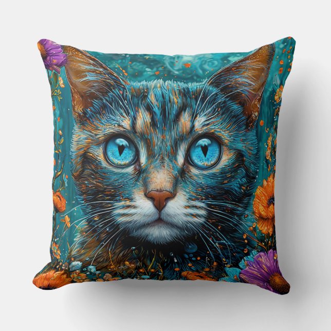 Cute Floral Cat Cushion (Front)