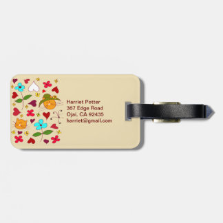 Cute Floral Cat Flower Hat 2 Luggage Tag