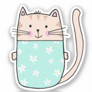 Cute floral cat illustration