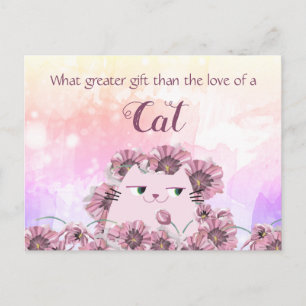 Cute Floral Cat Lover Quote Postcard