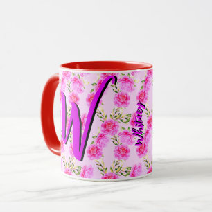 Cute Floral Coffee Mug with Beautiful Pink Flowers