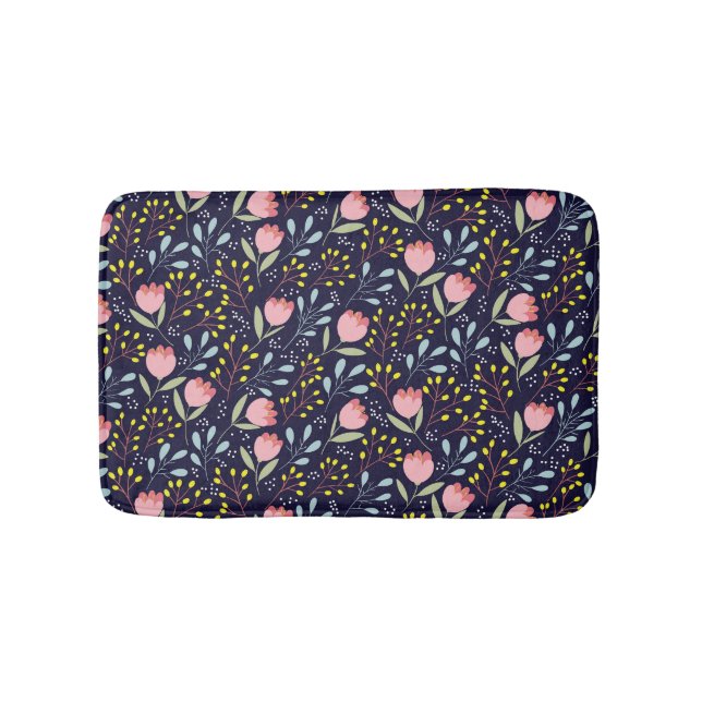 Cute Floral: Colourful Flowers Pattern. Bath Mat (Front)