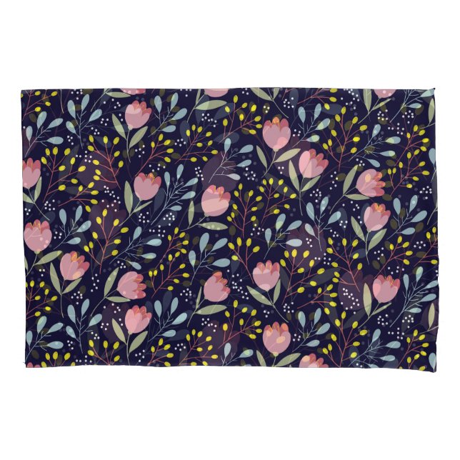 Cute Floral: Colourful Flowers Pattern. Pillowcase (Front)