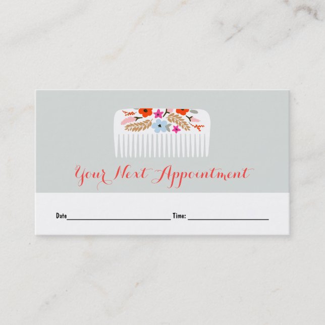 Cute Floral Comb Hair Salon Appointment (Front)