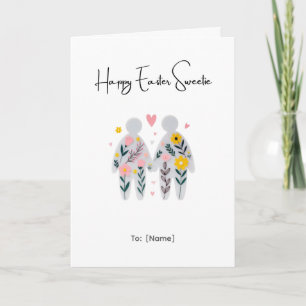 Cute Floral Couple Easter Card