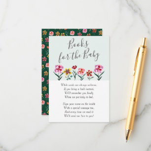 Cute Floral Couples Baby Shower Books for Baby  Enclosure Card
