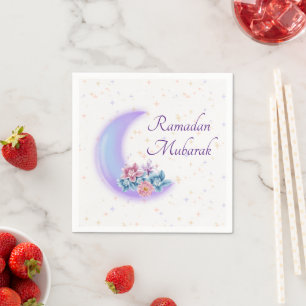 Cute Floral Crescent Islamic Ramadan Mubarak Napkin