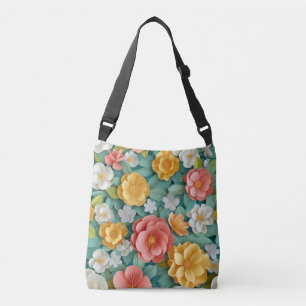 Cute Floral Daisy Fantasy & Glitter Rainbow Crossbody Bag