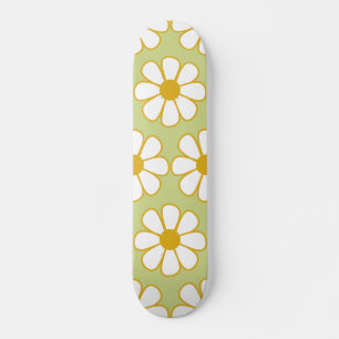 Cute Floral Daisy Pattern Green Skateboard