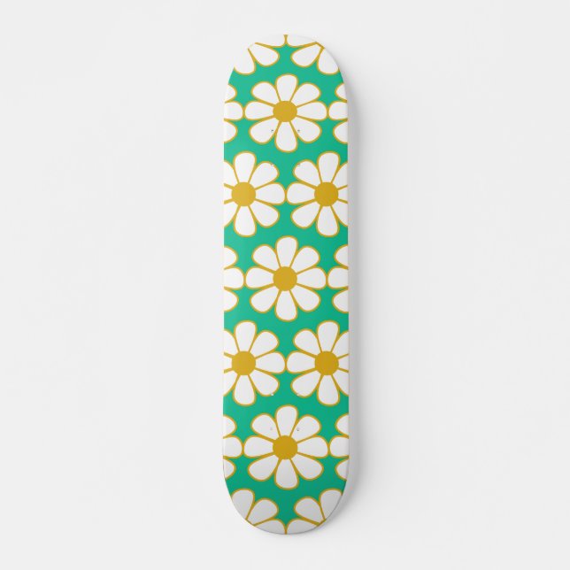 Cute Floral Daisy Pattern  Skateboard (Front)