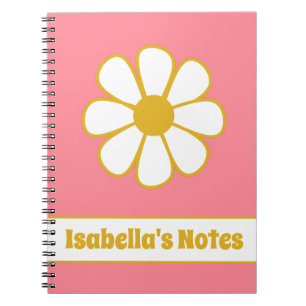 Cute Floral Daisy Single Retro Personalised Notebo Notebook