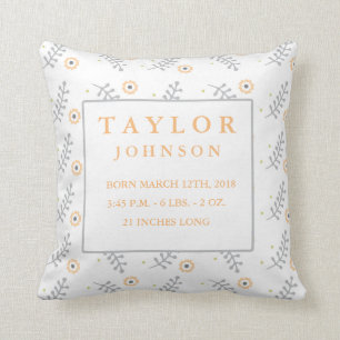 Cute Floral Design Baby Stats Pillow