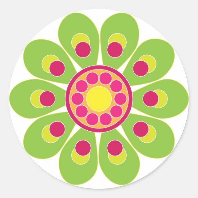 Cute floral design classic round sticker (Front)