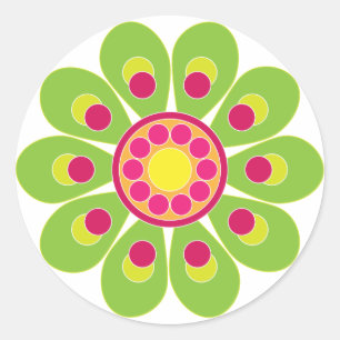Cute floral design classic round sticker