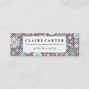 Cute Floral Diagonal Stripes Mini Business Card