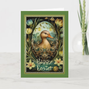 Cute Floral Duck in Easter Egg Card
