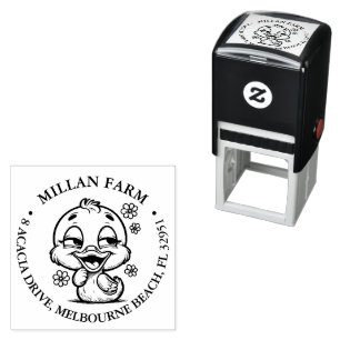 Cute Floral  Duck theme Self-inking Stamp