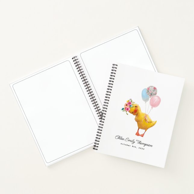 Cute Floral Duckling Birthday Keepsake Note Book (Inside)