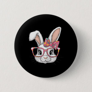 Cute Floral Easter Bunny Funny Easter Rabbit With 6 Cm Round Badge
