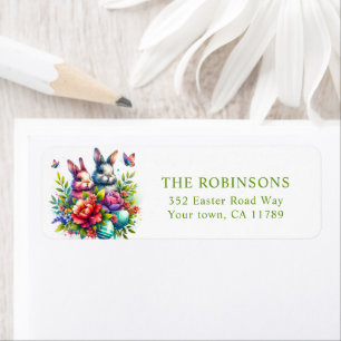 Cute Floral Easter Bunny Return Address Return Address Label