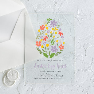 Cute Floral Easter Egg Hunt Acrylic Invitations