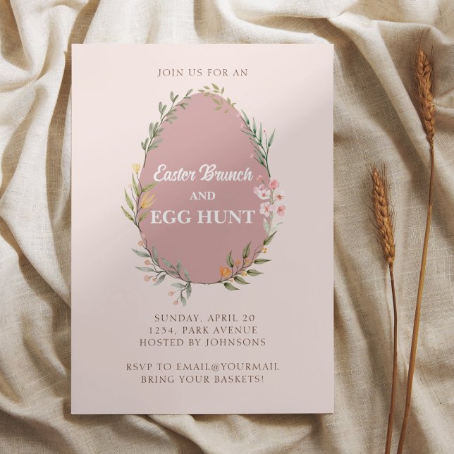 Cute Floral Egg Easter Brunch Egg Hunt Invitation (Creator Uploaded)