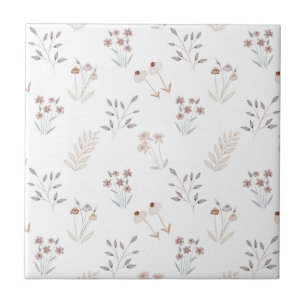 Cute Floral Elegant Wildflowers Ceramic Tile