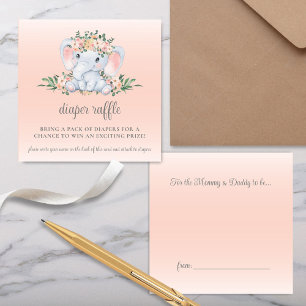 Cute Floral Elephant Baby Shower Book Request Enclosure Card