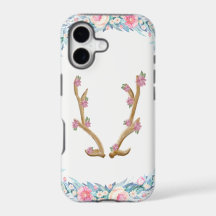 Cute Floral Elk Antler Phone Case