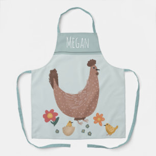 Cute Floral Farm Chicken Kitchen Apron