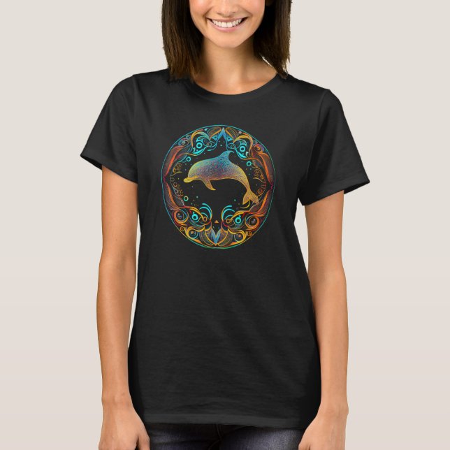Cute Floral Fish Colourful Mandala Pattern - Dolph T-Shirt (Front)