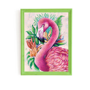 Cute Floral Flamingo Bird Hawaiian Poster