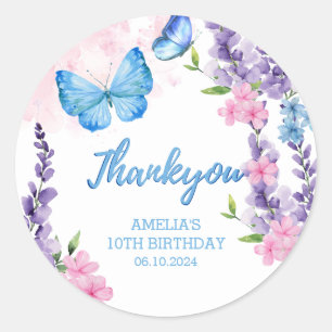 Cute Floral flutter on over Butterflies Birthday Classic Round Sticker