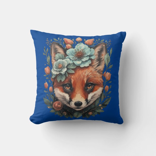 Cute floral fox cushion (Front)