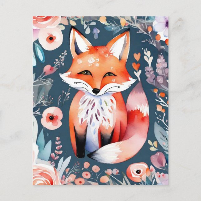 Cute floral fox Paper Sheet (Front)