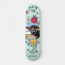 Cute Floral Frame, Custom Pet Photo, Dog Cat